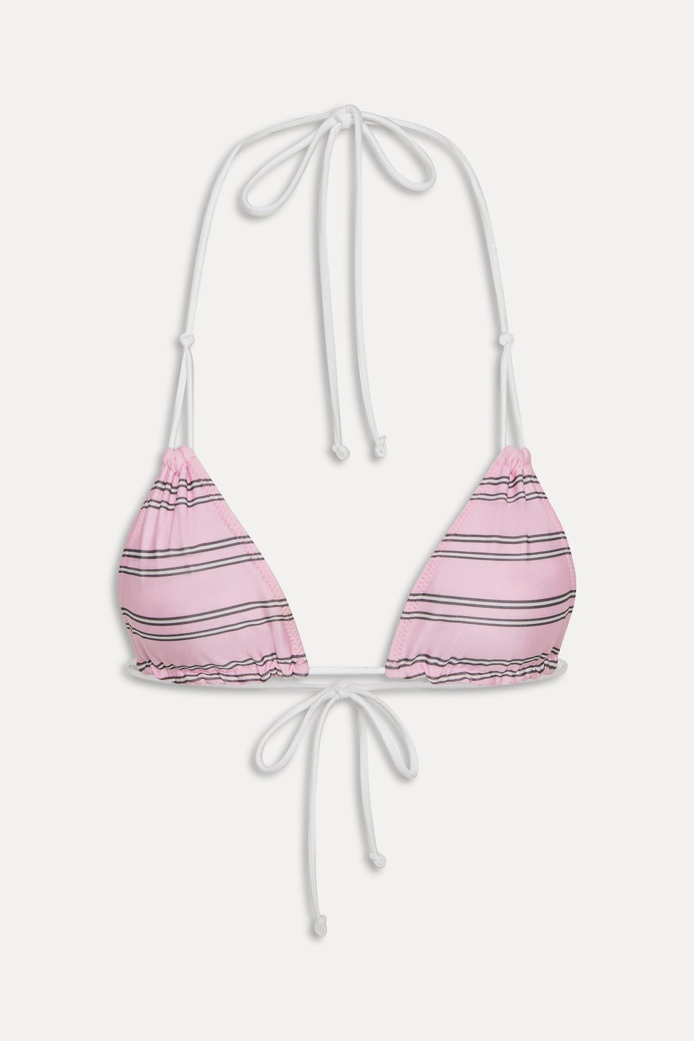 Ari Reversible Satin Bikini Top - Pink Stripe Frankies Bikinis Discount
