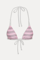 Ari Reversible Satin Bikini Top - Pink Stripe Frankies Bikinis Discount