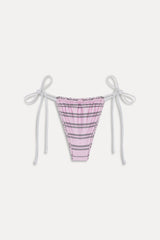 Tia Reversible Satin Bikini Bottom - Pink Stripe Frankies Bikinis Sale