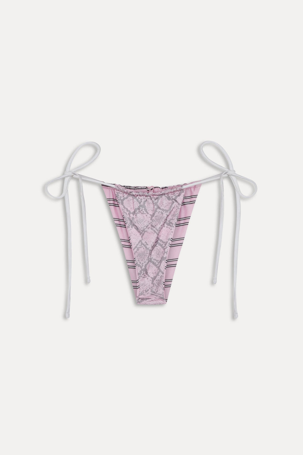 Tia Reversible Satin Bikini Bottom - Pink Stripe Frankies Bikinis Sale