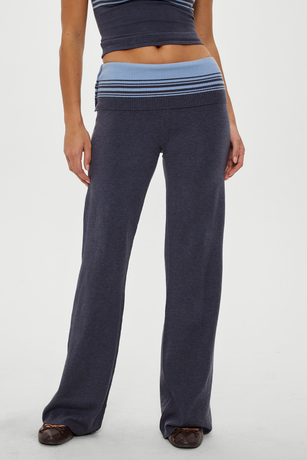 Shore Low Rise Knit Pants - Stone Stripe Frankies Bikinis Sale