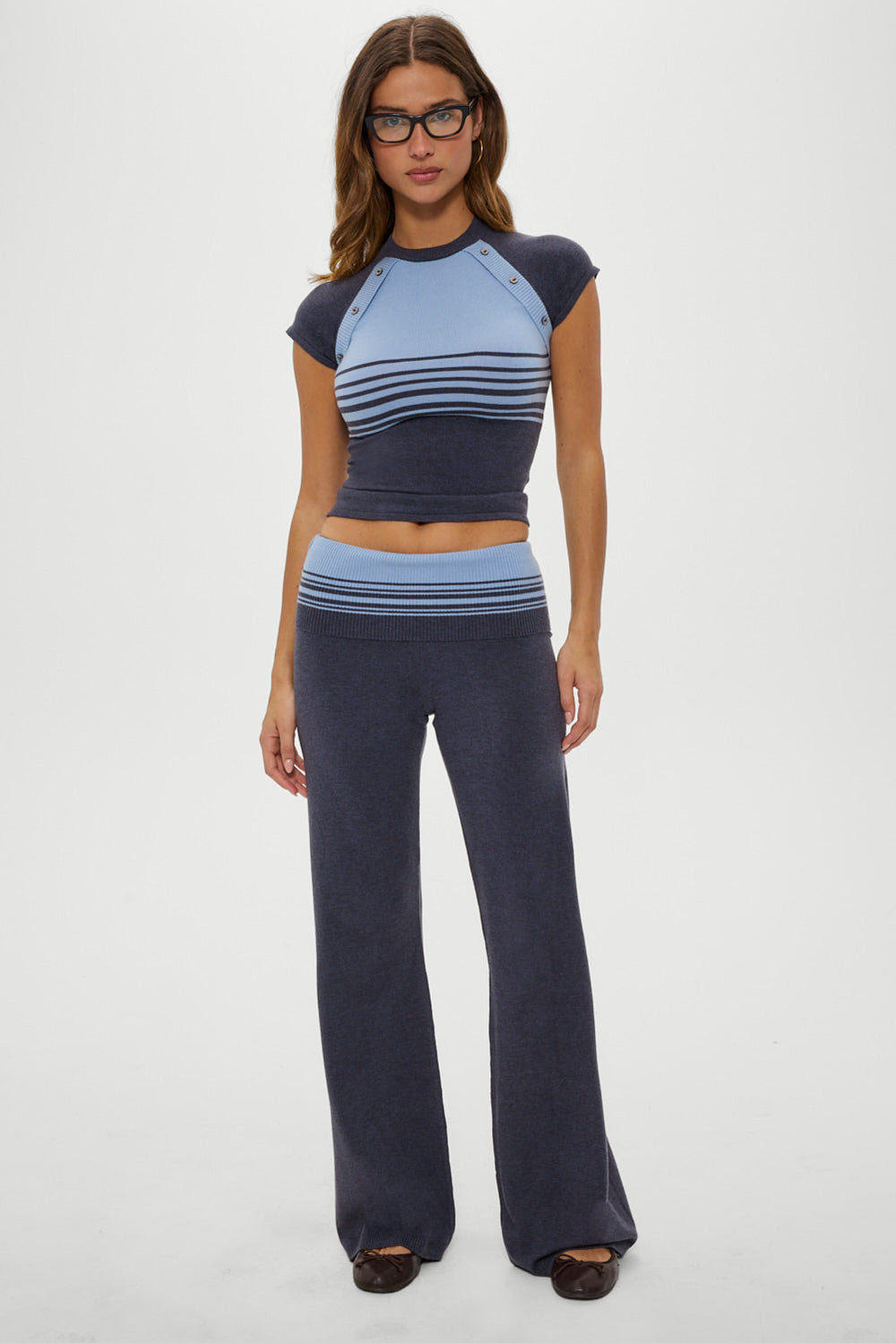 Shore Low Rise Knit Pants - Stone Stripe Frankies Bikinis Sale