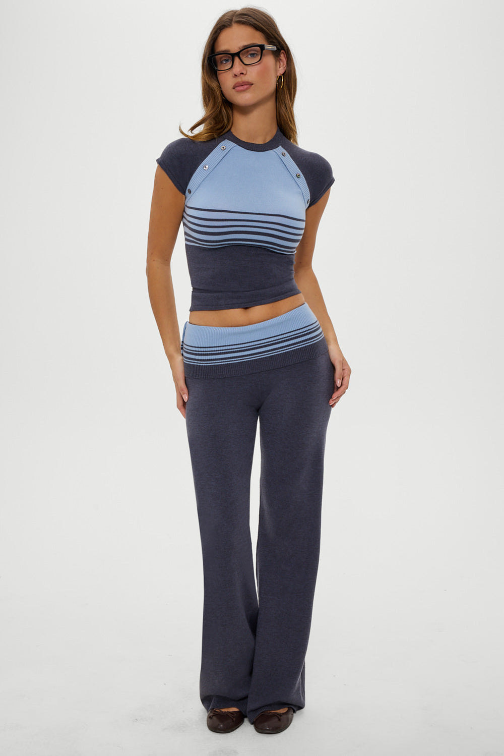 Shore Low Rise Knit Pants - Stone Stripe Frankies Bikinis Sale