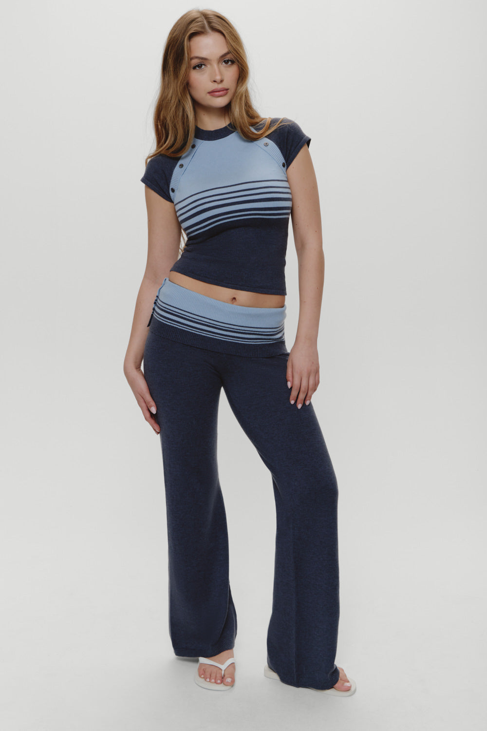 Shore Low Rise Knit Pants - Stone Stripe Frankies Bikinis Sale