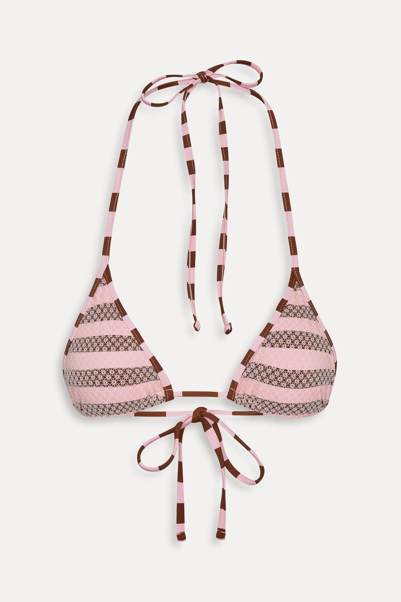 Nick Mesh Striped Bikini Top - Strawberry Chocolate Frankies Bikinis Online Shop