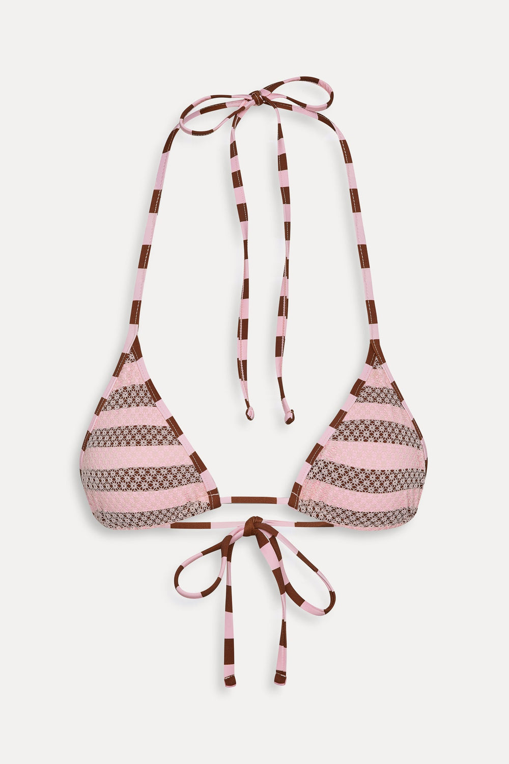 Nick Mesh Striped Bikini Top - Strawberry Chocolate Frankies Bikinis Online Shop