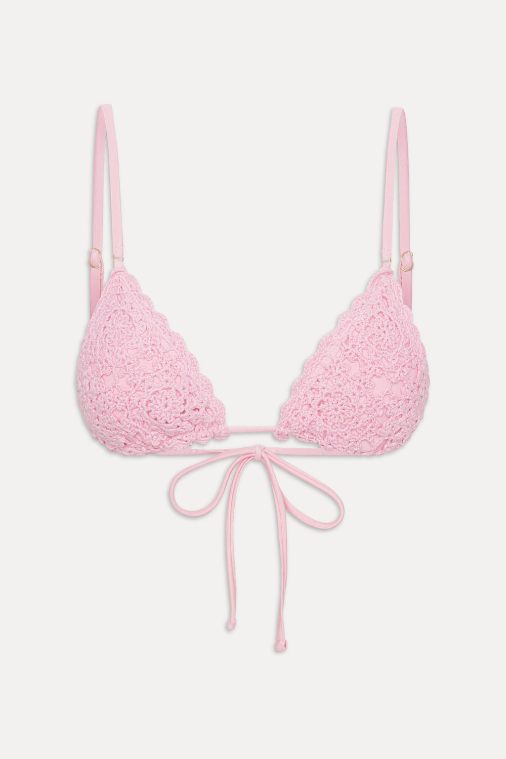 Elena Crochet Shine Bikini Top - Blush Frankies Bikinis Sale
