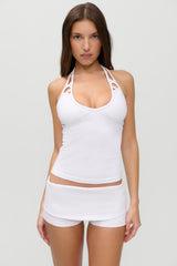 x JENNIE Nora Cotton Halter Top - Optic White Frankies Bikinis Outlet