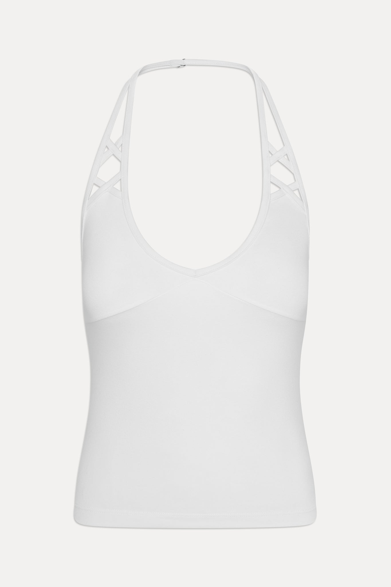 x JENNIE Nora Cotton Halter Top - Optic White Frankies Bikinis Outlet
