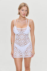 Sunshine Crochet Mini Dress - White Frankies Bikinis Discount