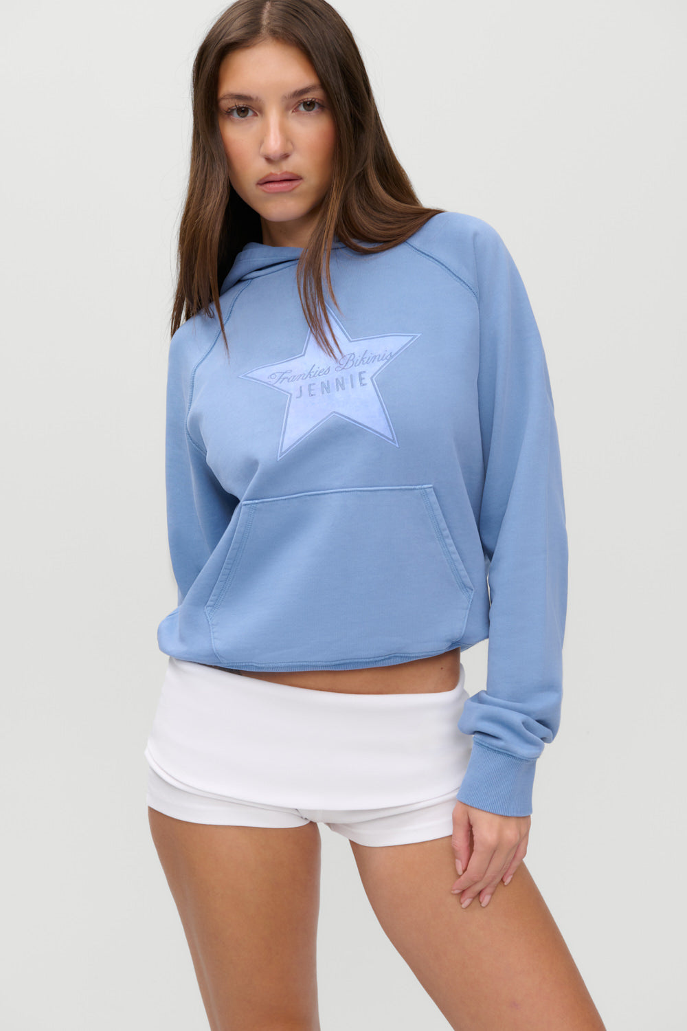 x JENNIE Jane Cropped Terry Hoodie - Jennie Blue Frankies Bikinis Online