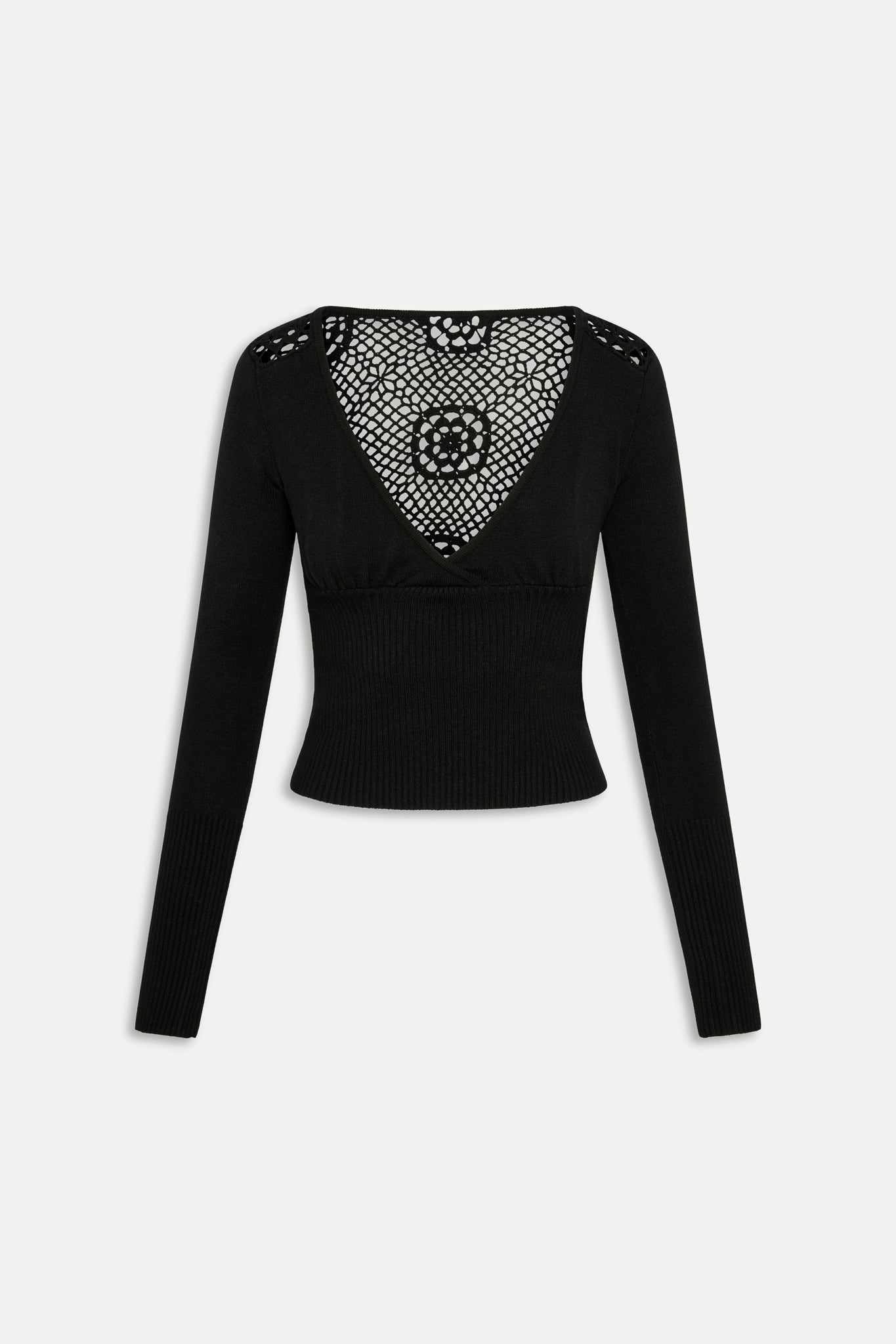 Arlo Crochet Knit Sweater - Black Frankies Bikinis Outlet