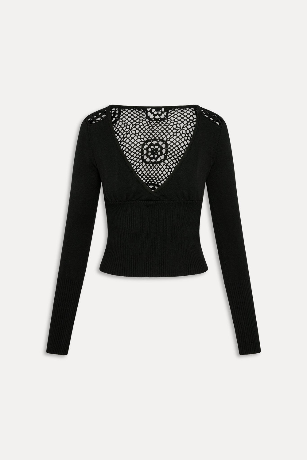 Arlo Crochet Knit Sweater - Black Frankies Bikinis Outlet