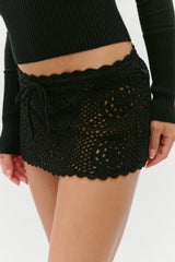 Arlo Crochet Mini Skirt - Black Frankies Bikinis Discount