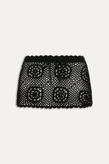 Arlo Crochet Mini Skirt - Black Frankies Bikinis Discount