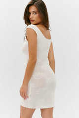Cameron Crochet Mini Dress - White Rose Frankies Bikinis Online Shop