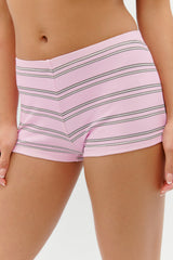 Paulina Cotton Booty Shorts - Pink Stripe Frankies Bikinis Sale