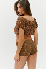 Paulina Cropped Blouse - Vintage Cheetah Frankies Bikinis Online
