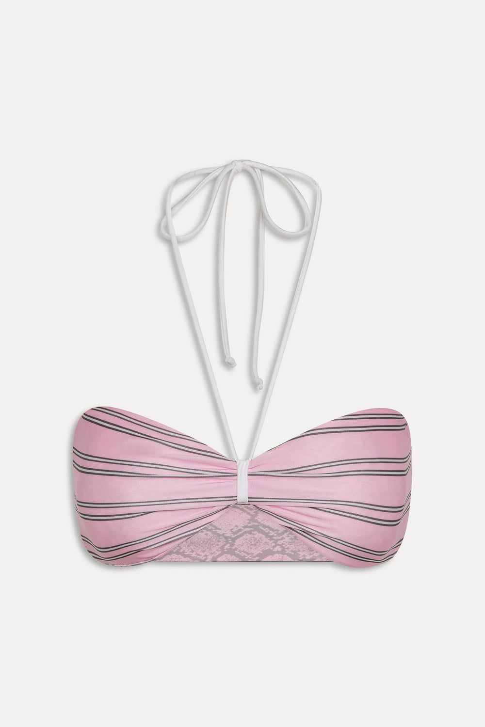 Rumi Reversible Satin Bikini Top - Pink Stripe Frankies Bikinis Discount
