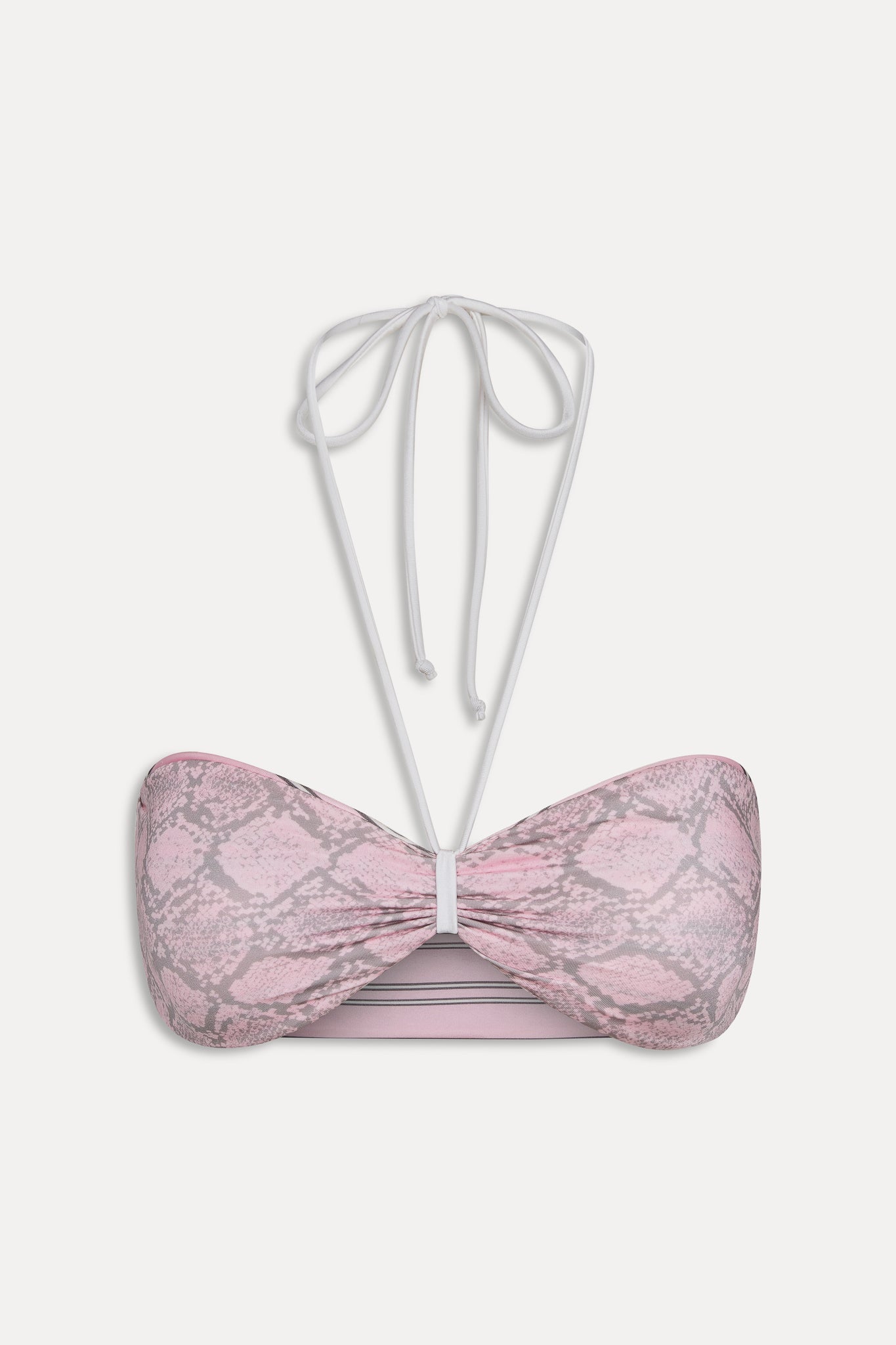 Rumi Reversible Satin Bikini Top - Pink Stripe Frankies Bikinis Discount