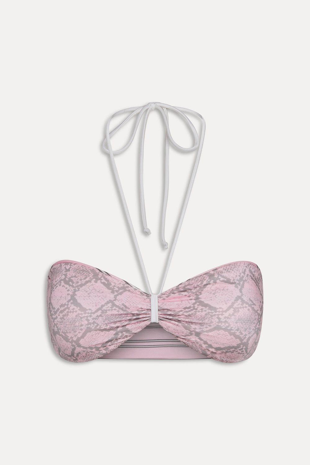 Rumi Reversible Satin Bikini Top - Pink Stripe Frankies Bikinis Discount