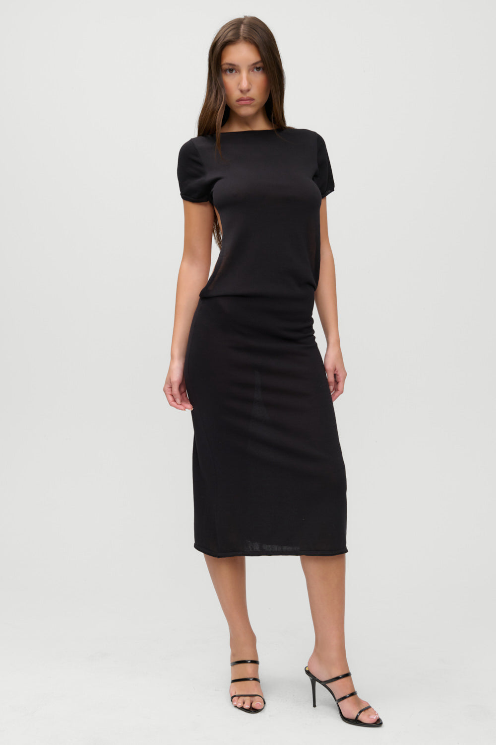 x JENNIE Rosalie Knit Midi Dress - Black Frankies Bikinis Online Shop