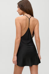 x JENNIE Colette Silk Mini Dress - Black Frankies Bikinis Sale