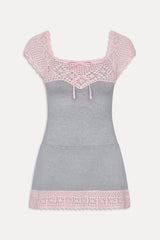 Lover Crochet Knit Mini Dress - Pink Flora Frankies Bikinis Discount