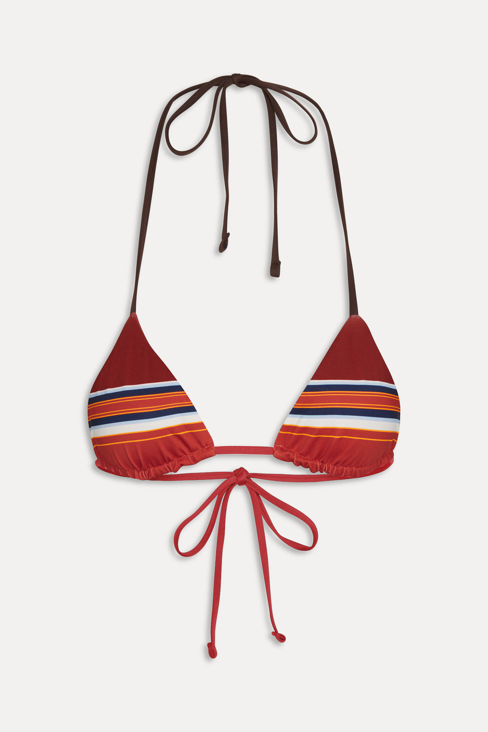 Nick Striped Triangle Bikini Top - Sandstone Frankies Bikinis Discount