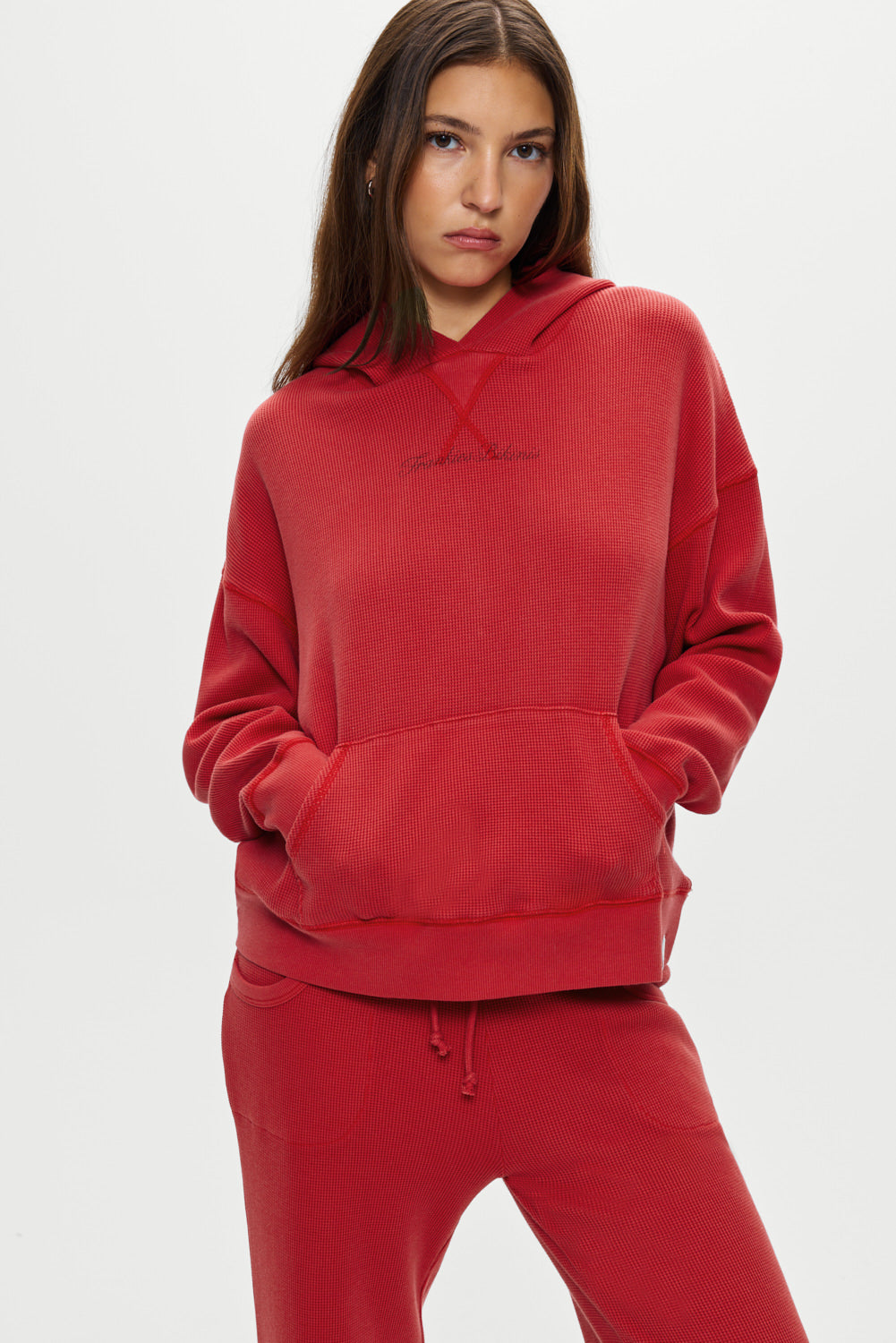 Haven Thermal Hoodie - Strawberry Red Frankies Bikinis Discount