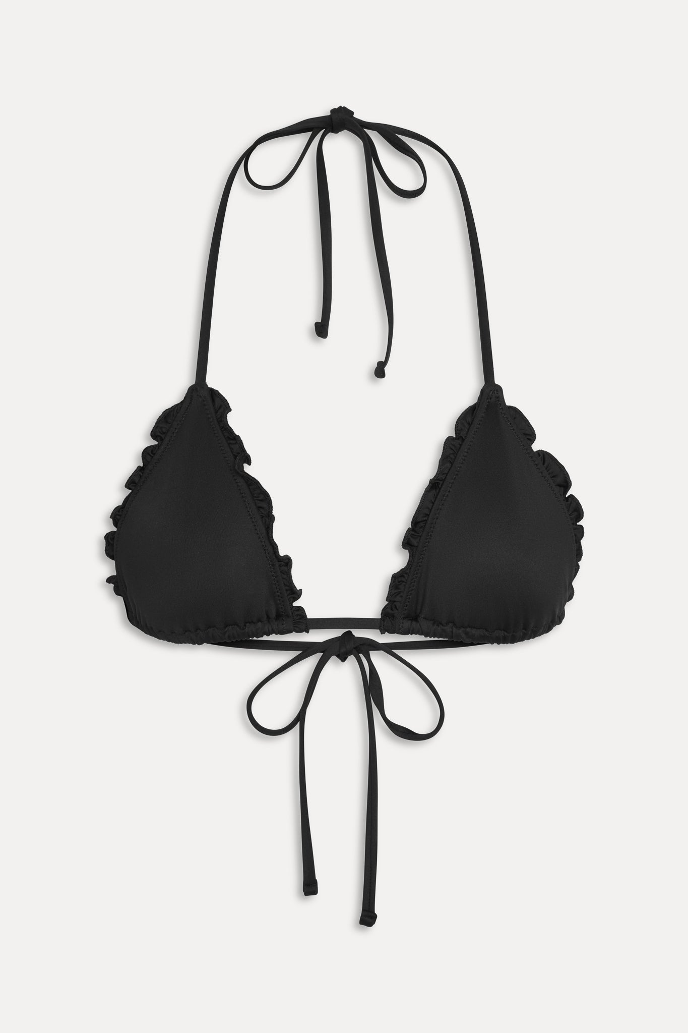 Nick Ruffle Triangle Bikini Top - Black Frankies Bikinis Online