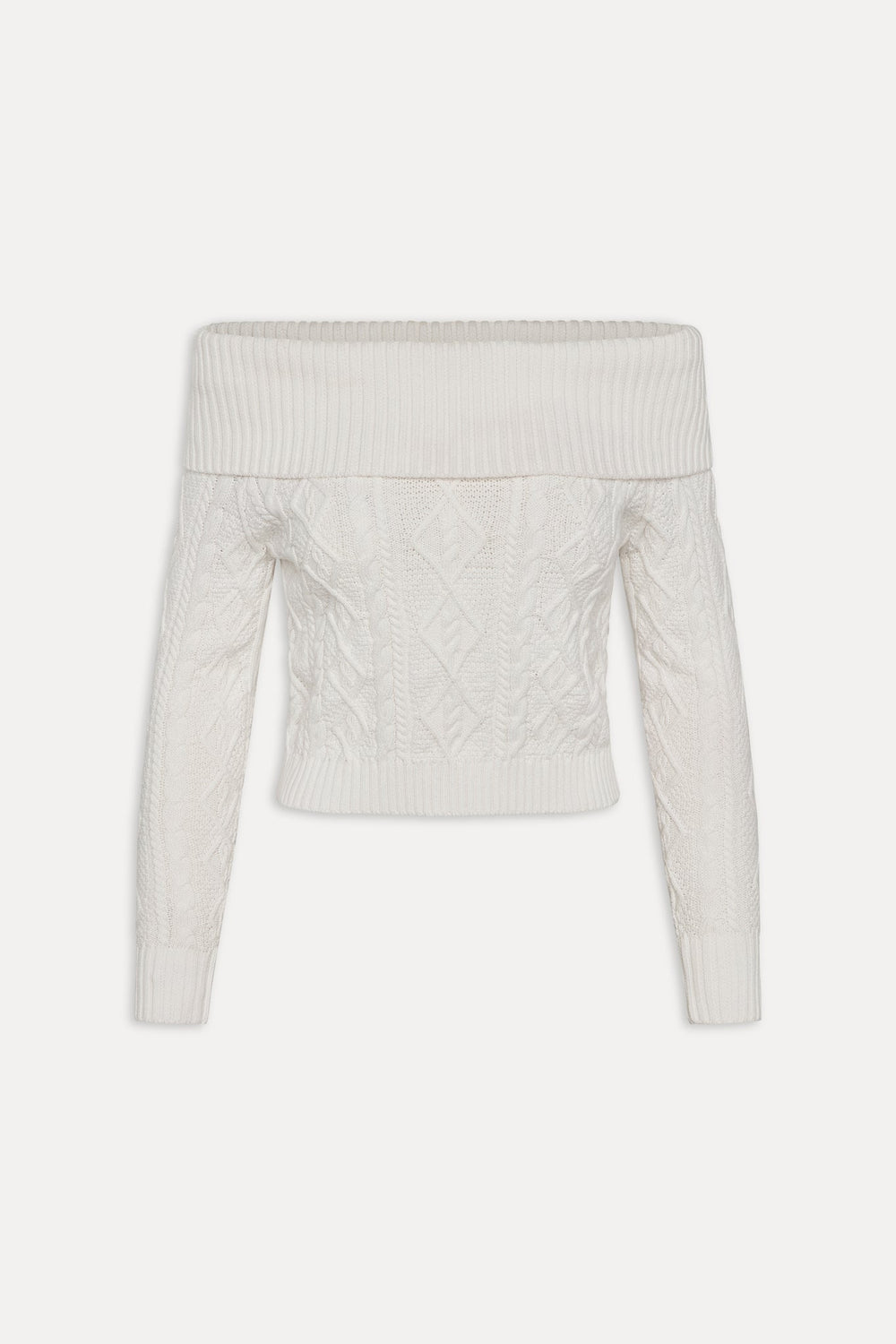 Saint Off The Shoulder Knit Sweater - Cloud White Frankies Bikinis Online