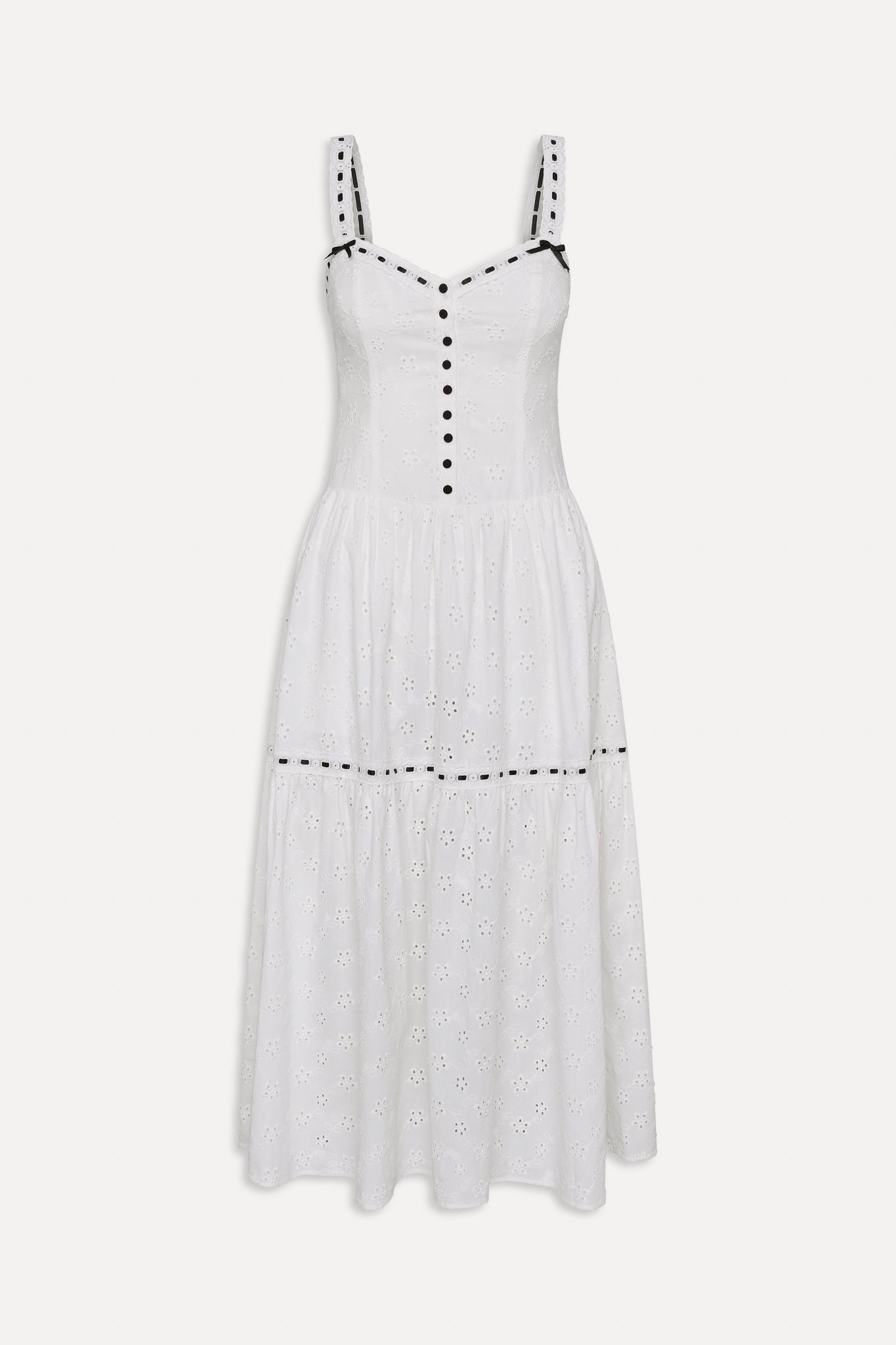 x BELLA HADID Bishop Eyelet Maxi Dress - Salt Air Eyelet Frankies Bikinis Sale