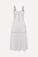 x BELLA HADID Bishop Eyelet Maxi Dress - Salt Air Eyelet Frankies Bikinis Sale