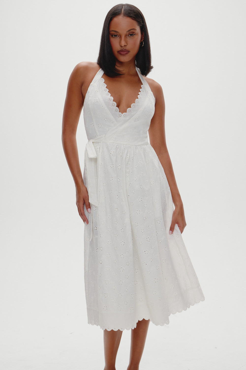 x BELLA HADID Fort Worth Fairy Midi Dress - Salt Air Eyelet Frankies Bikinis Online