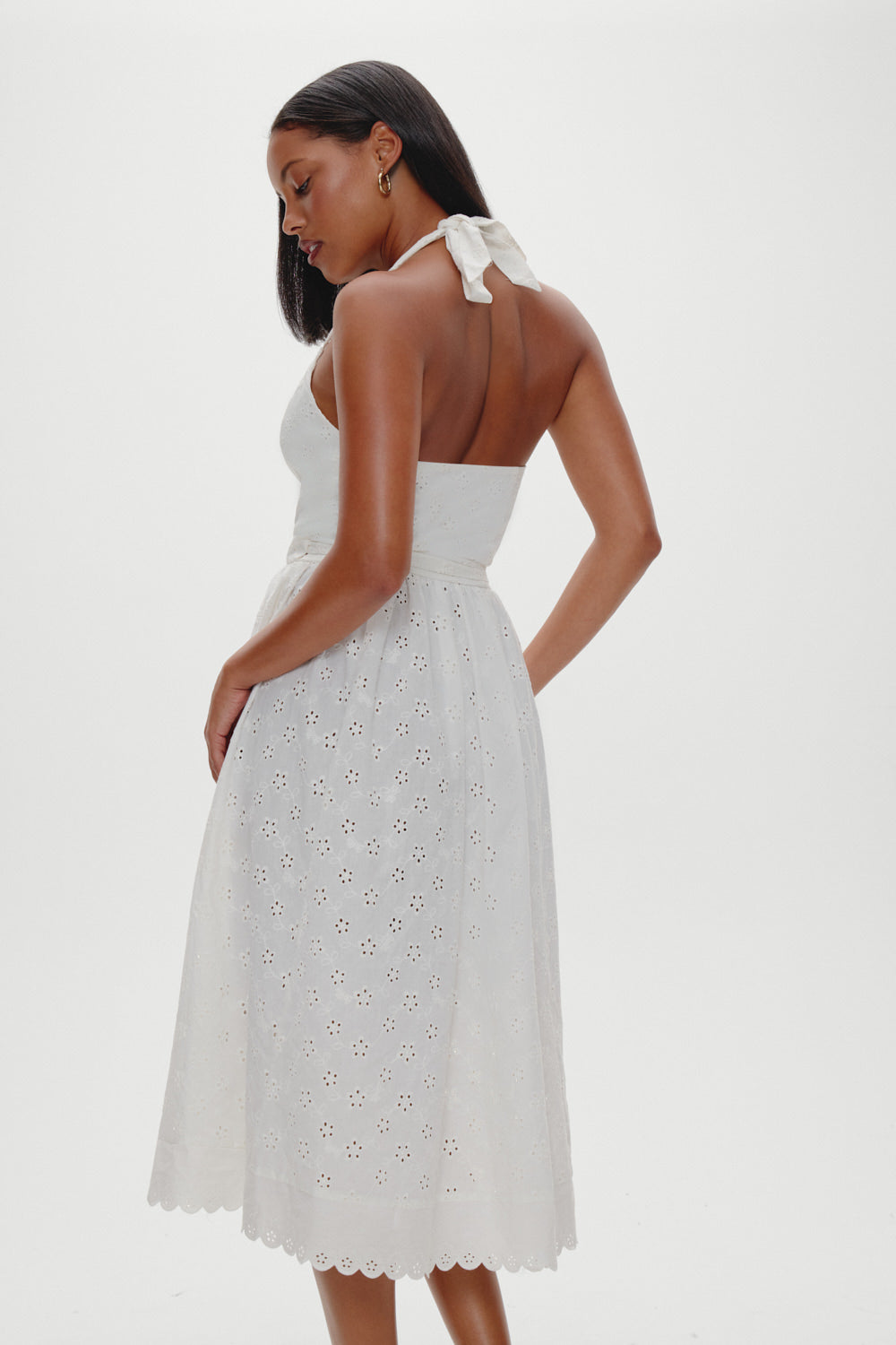 x BELLA HADID Fort Worth Fairy Midi Dress - Salt Air Eyelet Frankies Bikinis Online
