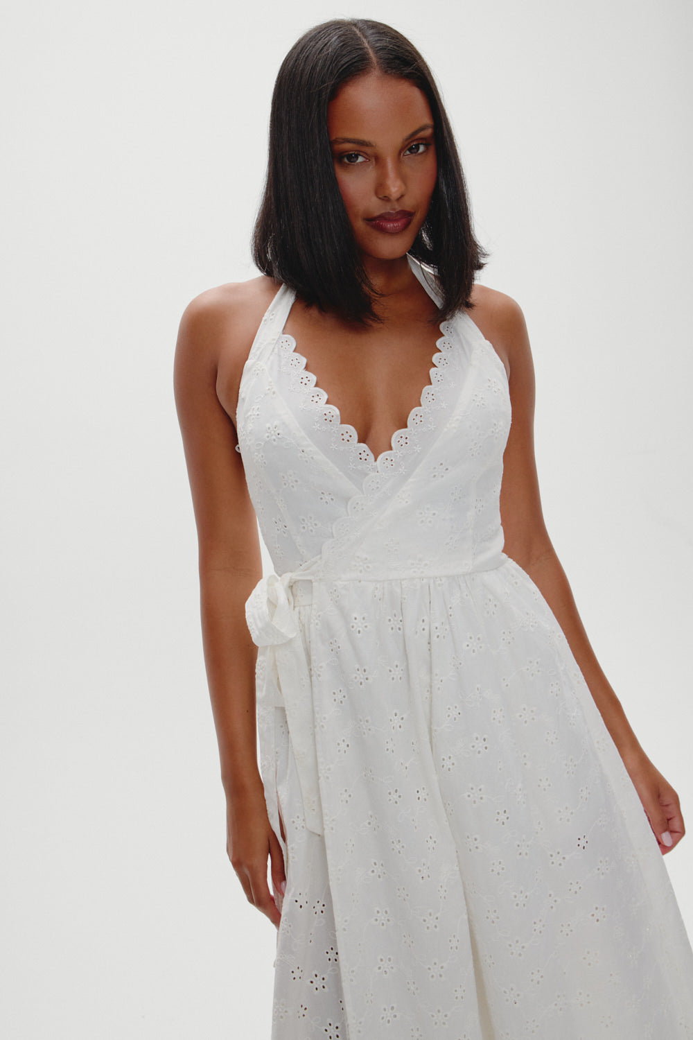 x BELLA HADID Fort Worth Fairy Midi Dress - Salt Air Eyelet Frankies Bikinis Online