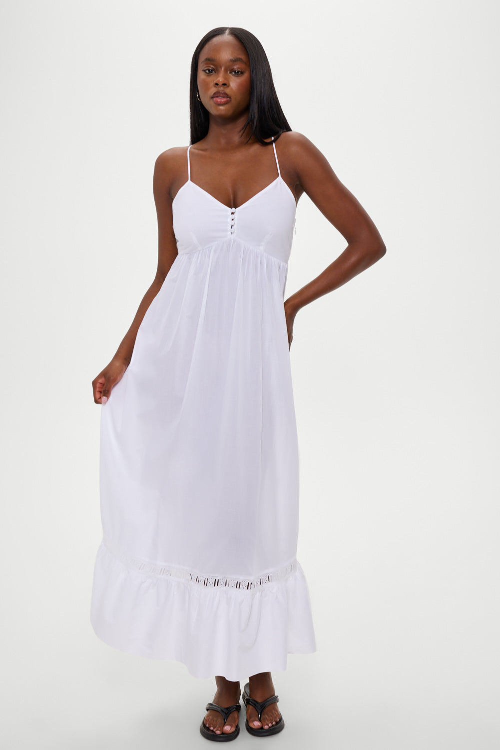 Airy Poplin Midi Dress - White Frankies Bikinis For Sale