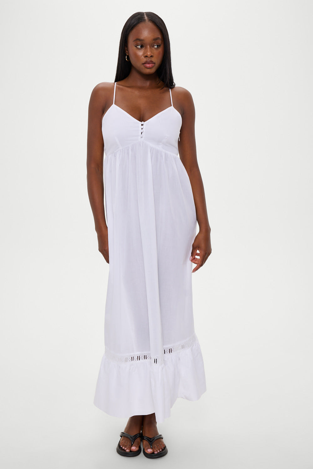 Airy Poplin Midi Dress - White Frankies Bikinis For Sale