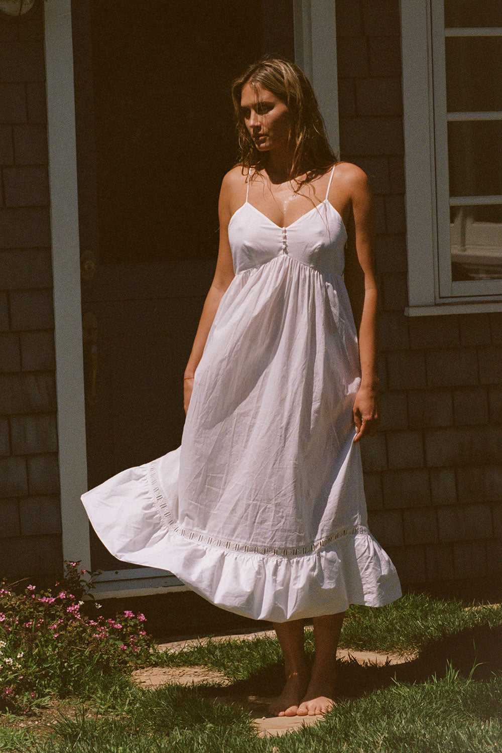 Airy Poplin Midi Dress - White Frankies Bikinis For Sale