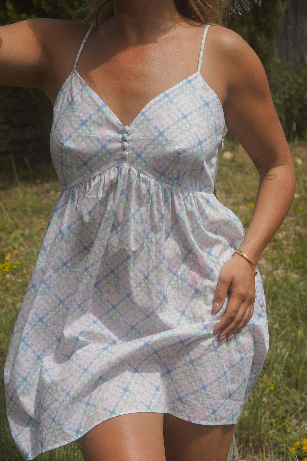 Airy Poplin Mini Dress - Cottage Meadow Frankies Bikinis Discount