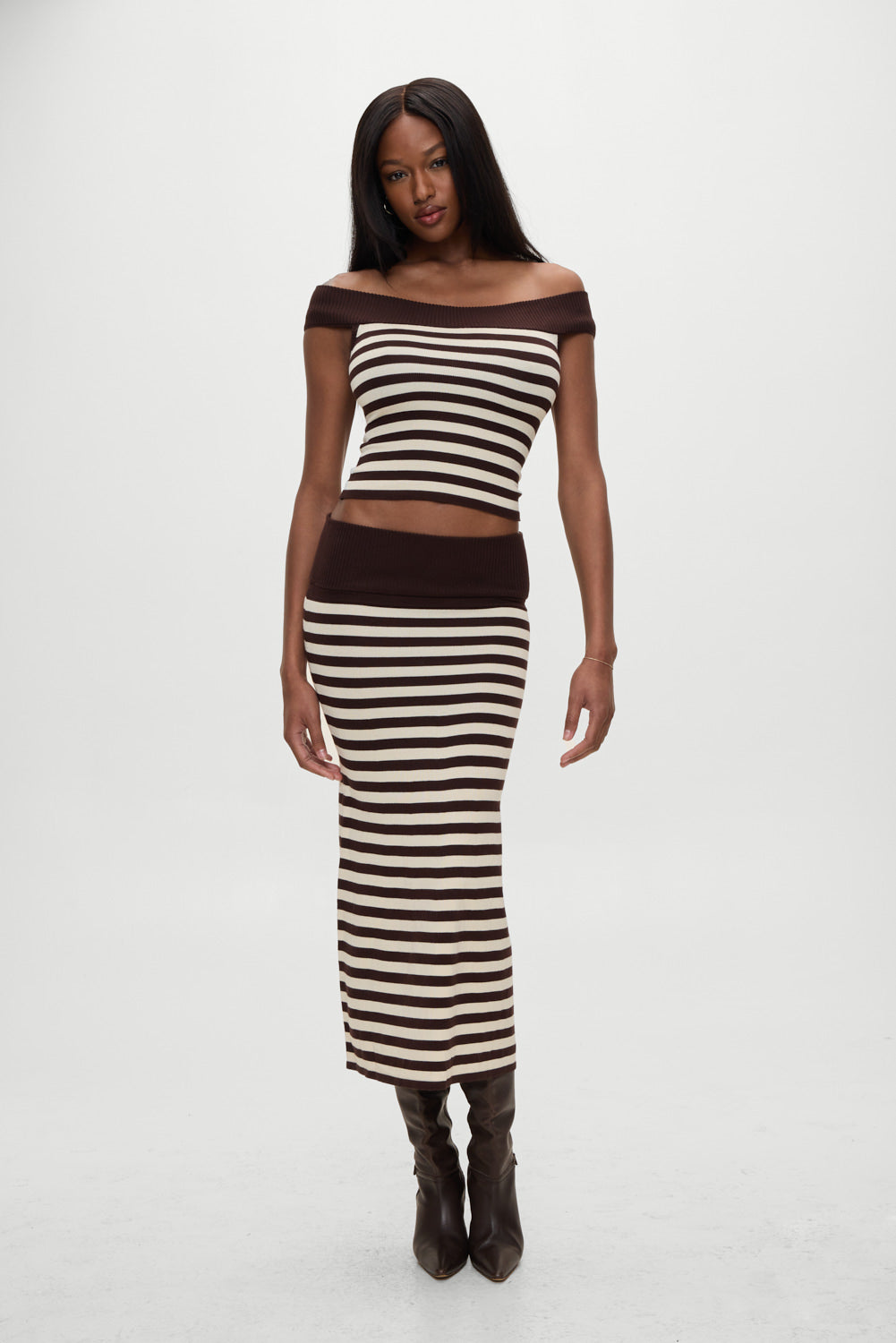x BELLA HADID Tucker Knit Top - Cowboy Stripe Frankies Bikinis Online