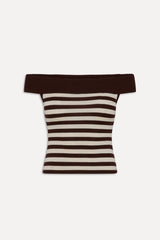 x BELLA HADID Tucker Knit Top - Cowboy Stripe Frankies Bikinis Online