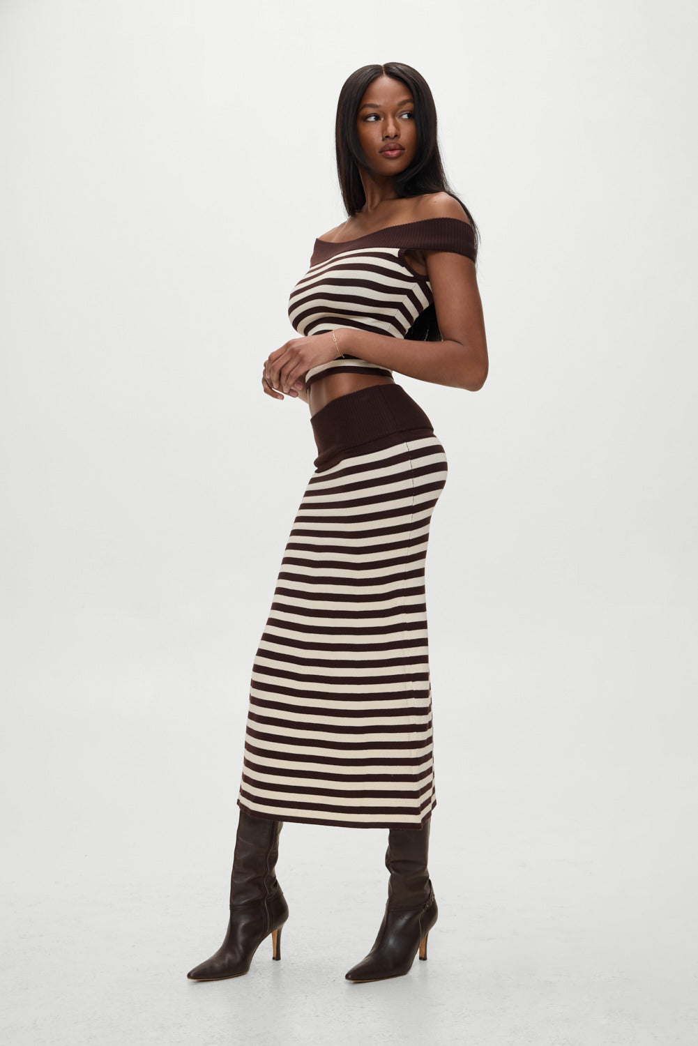 x BELLA HADID Tucker Knit Top - Cowboy Stripe Frankies Bikinis Online