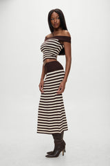 x BELLA HADID Tucker Knit Midi Skirt - Cowboy Stripe Frankies Bikinis Online Shop