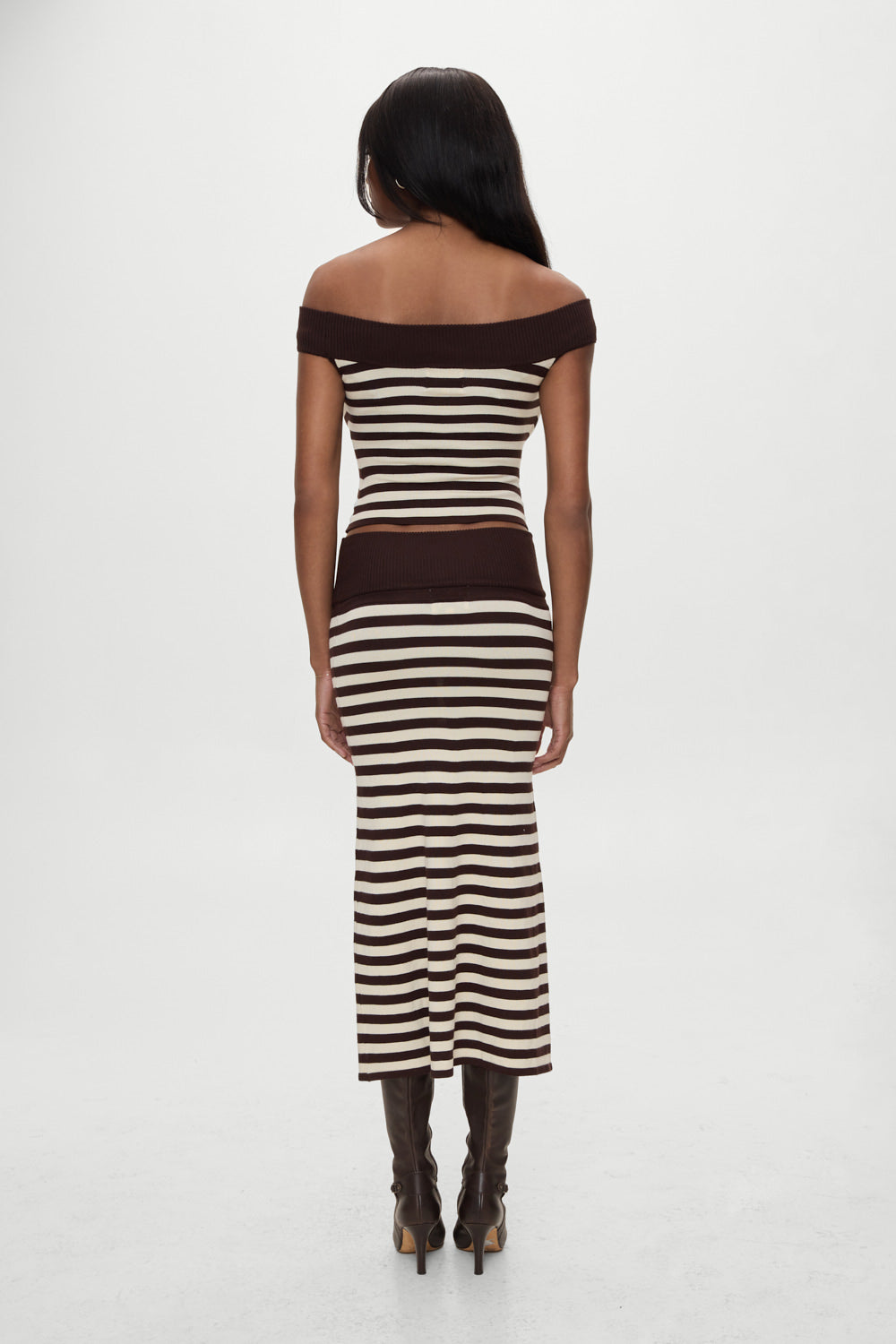 x BELLA HADID Tucker Knit Midi Skirt - Cowboy Stripe Frankies Bikinis Online Shop