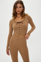 x BELLA HADID Texas Knit Cardigan - Caramel Frankies Bikinis For Sale