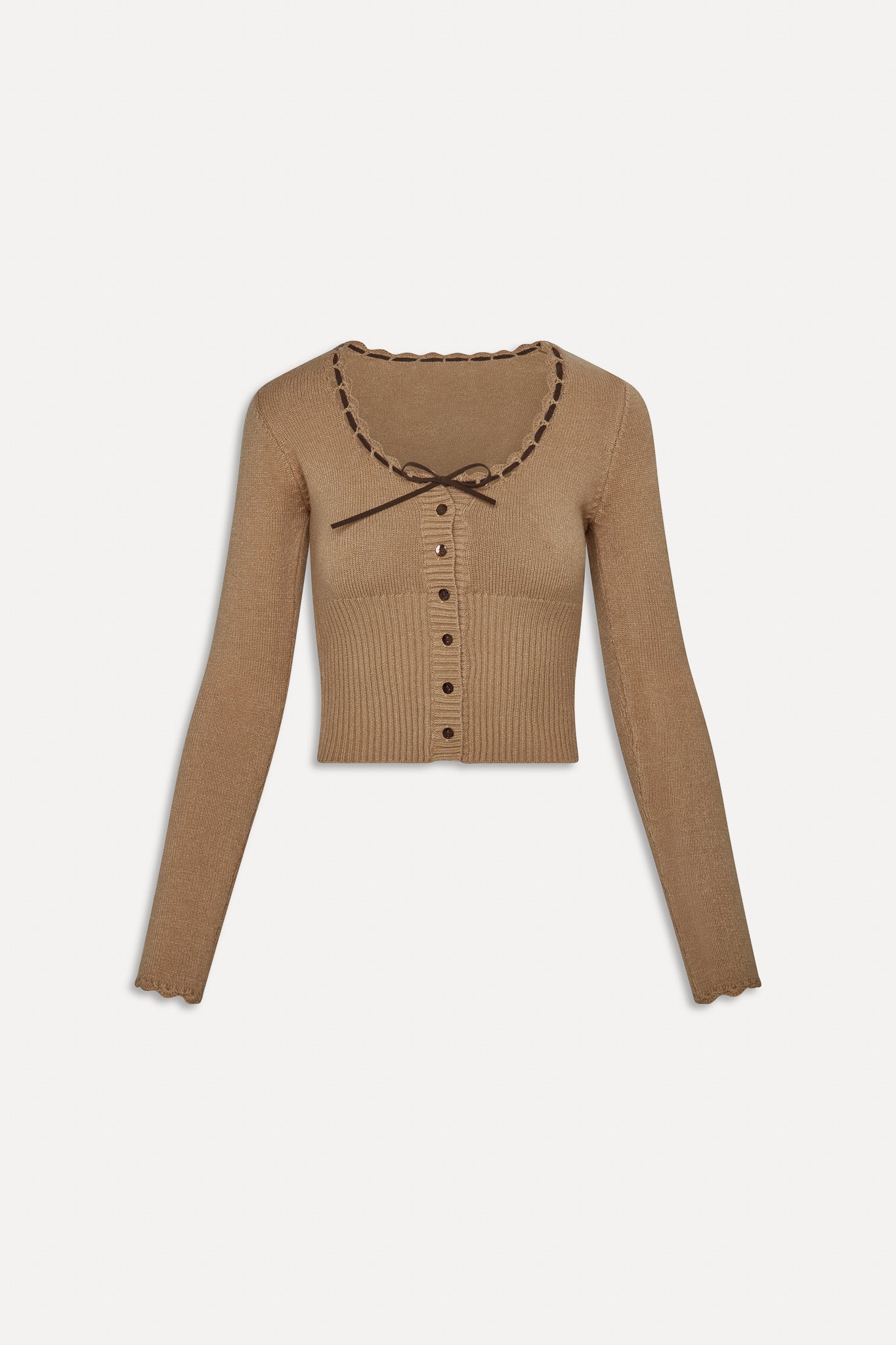 x BELLA HADID Texas Knit Cardigan - Caramel Frankies Bikinis For Sale