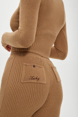 x BELLA HADID Texas Knit Pants - Caramel Frankies Bikinis Outlet