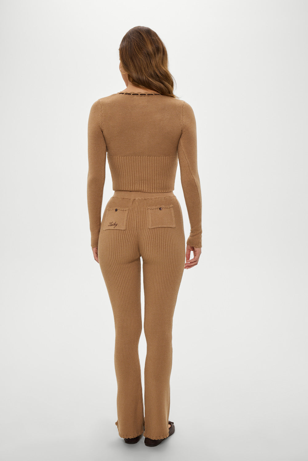 x BELLA HADID Texas Knit Pants - Caramel Frankies Bikinis Outlet